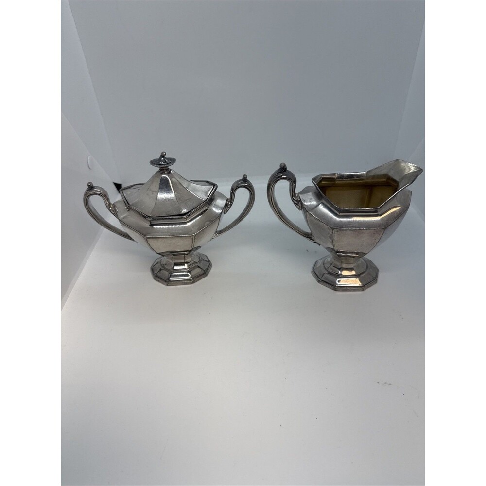 Reed and Barton SilverPlate Creamer and Sugar Bowl #75 - Picture 1 of 10